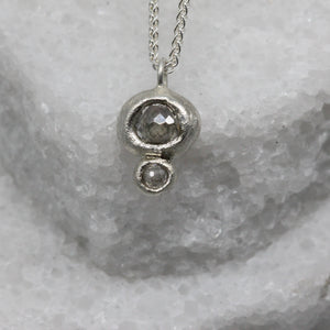 Molten Set Double Moissanite Pendant in Sterling Silver by Tamara Gomez