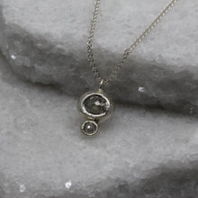 Load image into Gallery viewer, Molten Set Double Moissanite Pendant in Sterling Silver by Tamara Gomez