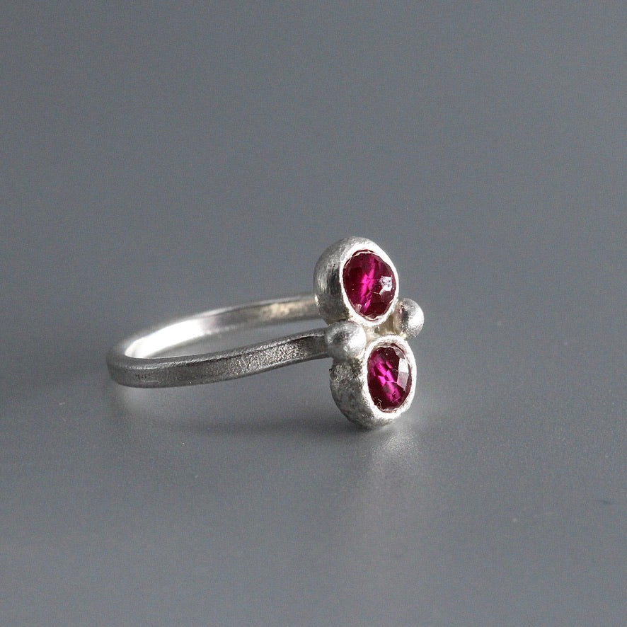 Ruby Infinity Ring in Sterling Silver with Lab-Grown Rubies by Tamara Gomez