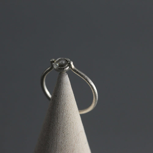 Moissanite Ring in Sterling Silver with a Delicate Sculptural Design by Tamara Gomez