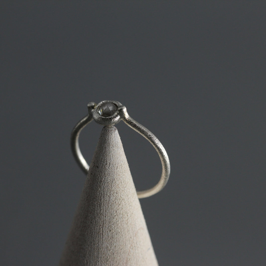 Moissanite Ring in Sterling Silver with a Delicate Sculptural Design by Tamara Gomez