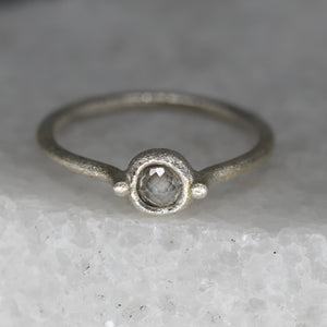 Moissanite Ring in Sterling Silver with a Delicate Sculptural Design by Tamara Gomez