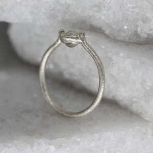 Moissanite Ring in Sterling Silver with a Delicate Sculptural Design by Tamara Gomez
