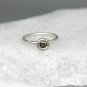 Rose Cut Diamond Bud Ring in Sterling Silver by Tamara Gomez