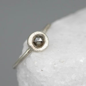 Rose Cut Diamond Bud Ring in Sterling Silver by Tamara Gomez