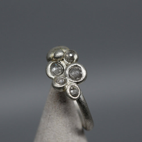 Moissanite Cloud Ring in Sterling Silver, Sculptural Statement Ring