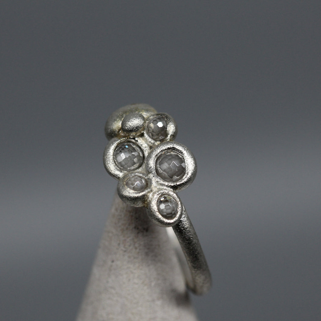 Moissanite Cloud Ring in Sterling Silver, Sculptural Statement Ring