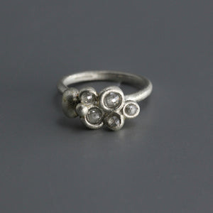 Moissanite Cloud Ring in Sterling Silver, Sculptural Statement Ring