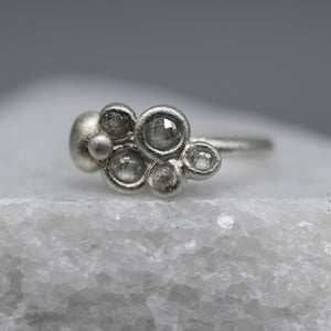 Moissanite Cloud Ring in Sterling Silver, Sculptural Statement Ring