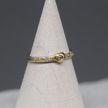 Load image into Gallery viewer, Textured Silver and Gold Ring with Diamond Accent by Tamara Gomez