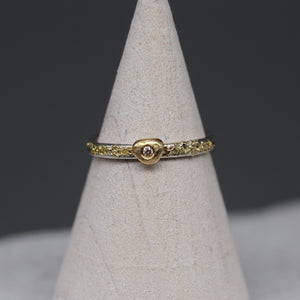 Textured Silver and Gold Ring with Diamond Accent by Tamara Gomez