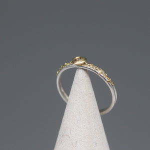 Textured Silver and Gold Ring with Diamond Accent by Tamara Gomez