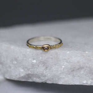 Textured Silver and Gold Ring with Diamond Accent by Tamara Gomez