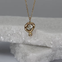 Load image into Gallery viewer, Rough diamond pendant necklace with diamond set tear drop