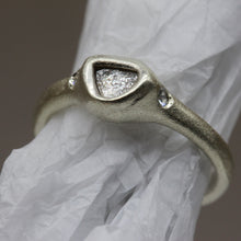 Load image into Gallery viewer, TGRDR57 Triangle Rough Diamond Ring in White Gold with Rose Cut Diamonds by Tamara Gomez 1 