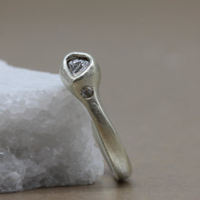 Load image into Gallery viewer, TGRDR57 Triangle Rough Diamond Ring in White Gold with Rose Cut Diamonds by Tamara Gomez 2