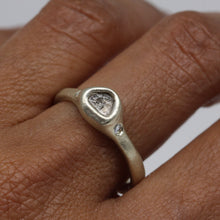 Load image into Gallery viewer, TGRDR57 Triangle Rough Diamond Ring in White Gold with Rose Cut Diamonds by Tamara Gomez 4