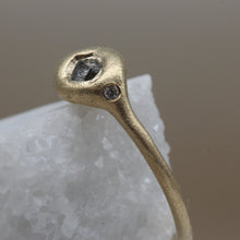 Load image into Gallery viewer, TGRDR58 Sculpted Rough Diamond Ring in Yellow Gold with White Diamond Accents by Tamara Gomez 2 
