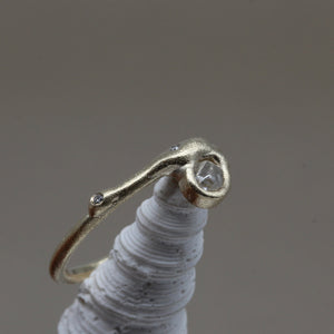 TGRDR59 Asymmetric Sculpted Rough Diamond Ring in Yellow Gold with White Diamond Accents  by Tamara Gomez 2