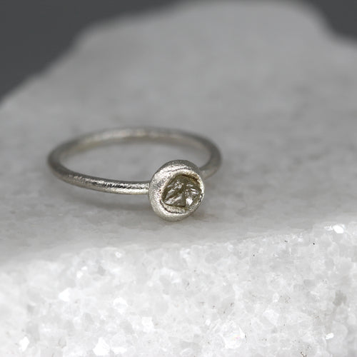 Rough Diamond Bud Ring in Sterling Silver