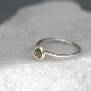 Rough Diamond Bud Ring in Sterling Silver
