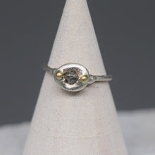 Load image into Gallery viewer, Molten Set Rough Diamond Ring in Silver with 18ct Gold Accents by Tamara Gomez