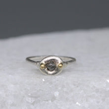 Load image into Gallery viewer, Molten Set Rough Diamond Ring in Silver with 18ct Gold Accents by Tamara Gomez