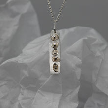 Load image into Gallery viewer, Diamond slice sequin bar pendant necklace in sterling silver by Tamara Gomez 