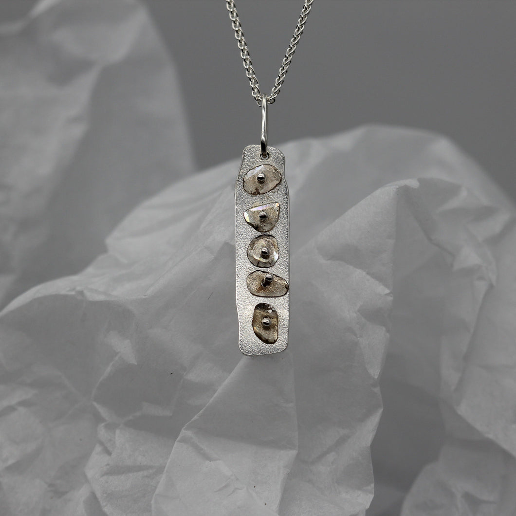 Diamond slice sequin bar pendant necklace in sterling silver by Tamara Gomez 