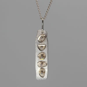 Diamond slice sequin bar pendant necklace in sterling silver by Tamara Gomez 