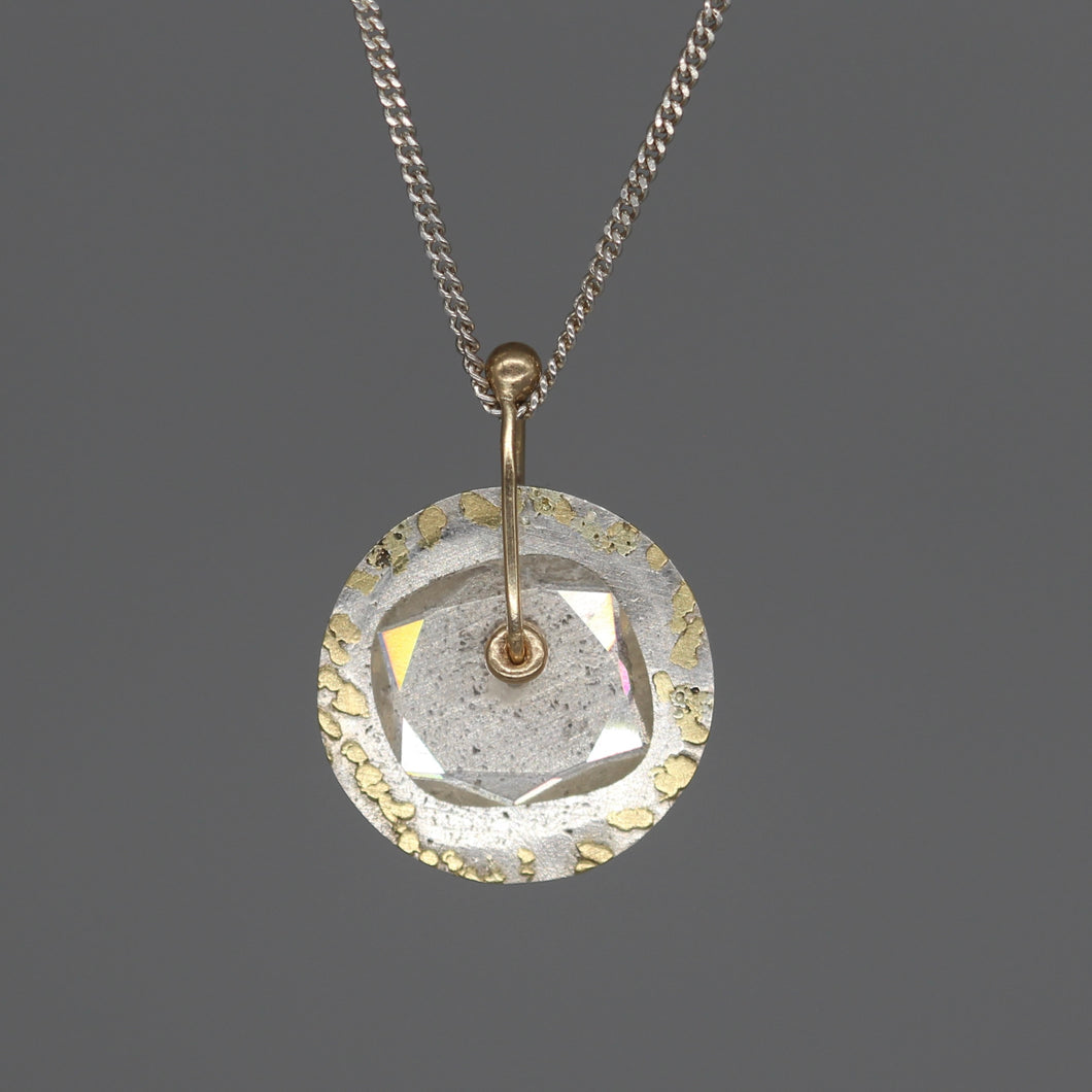 Mixed Metal Sequin Pendant Necklace with Moissanite Slice