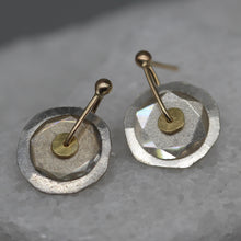 Load image into Gallery viewer, Mixed Metal Sequin Earrings with Moissanite Slices by Tamara Gomez