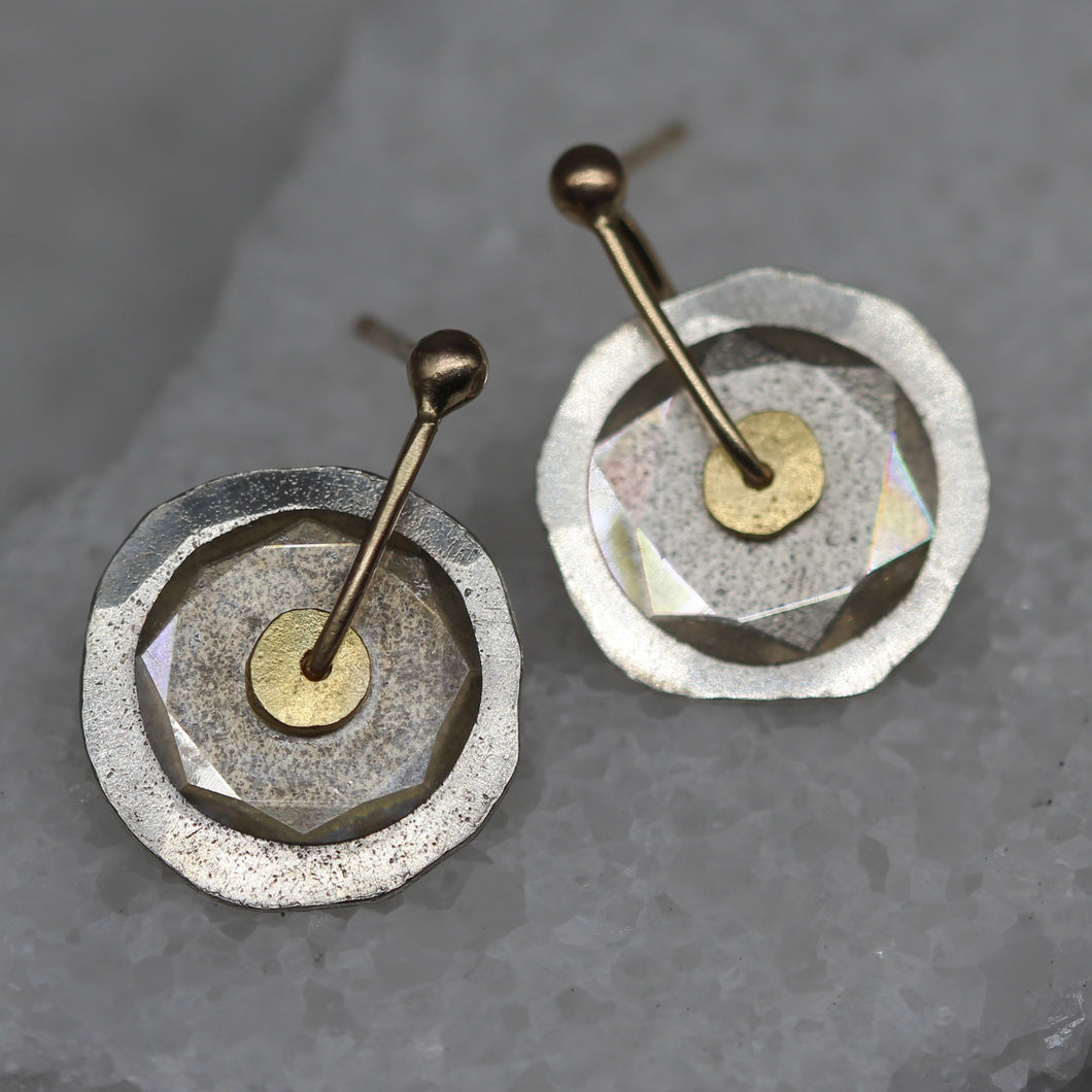 Mixed Metal Sequin Earrings with Moissanite Slices