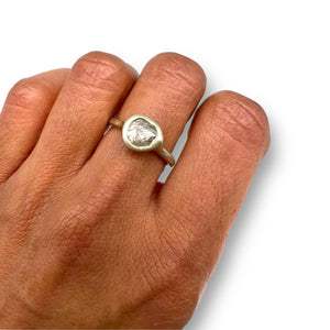 Rough diamond ring in white gold