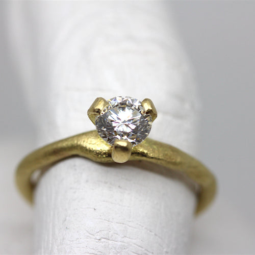 0.81ct claw set diamond ring in yellow gold by Tamara Gomez