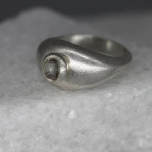 Load image into Gallery viewer, Textured sterling silver bombé ring with moissanite gemstone