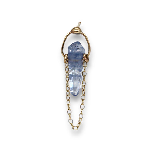 Tamara Gomez Single blue sapphire crystal earring in yellow gold