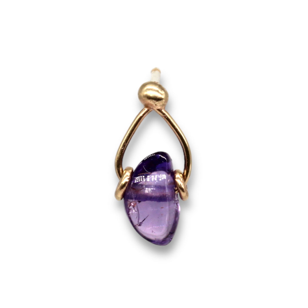 Tamara Gomez Single purple sapphire crystal earring in yellow gold