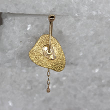 Load image into Gallery viewer, Single diamond slice stud earring in yellow gold with chain by Tamara Gomez