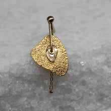 Load image into Gallery viewer, Single diamond slice stud earring in yellow gold with chain by Tamara Gomez