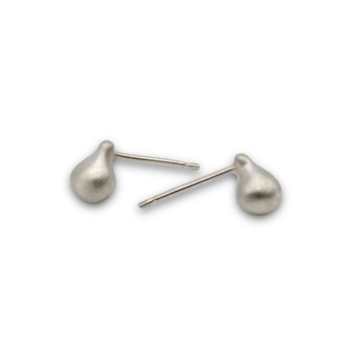 Extra small teardrop stud earrings in sterling silver by Tamara Gomez