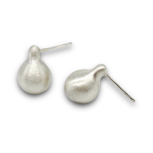 Extra large teardrop stud earrings in sterling silver by Tamara Gomez