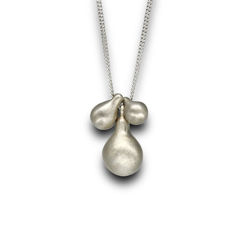 Triple teardrop pendant necklace in sterling silver by Tamara Gomez