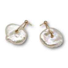 Load image into Gallery viewer, Tamara Gomez Pearl Sequin stud earrings in yellow gold