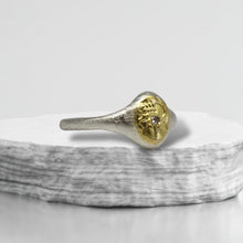 Load image into Gallery viewer, Tamara Gomez TGR32 Handcrafted Fanam Signet Ring in Sterling Silver and Gold with Rose Cut White Diamond 1 