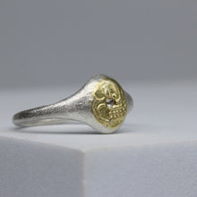 Load image into Gallery viewer, Tamara Gomez TGR32 Handcrafted Fanam Signet Ring in Sterling Silver and Gold with Rose Cut White Diamond 5