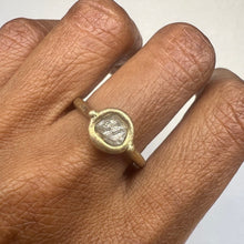 Load image into Gallery viewer, Handmade rough diamond ring in 14ct yellow gold worn on the hand.