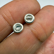 Load image into Gallery viewer, Rough diamond stud earrings in sterling silver set with natural grey rough diamonds, handcrafted in London by Tamara Gomez.