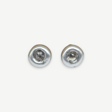 Load image into Gallery viewer, Rough diamond button stud earrings in sterling silver set with 0.80ct of natural grey rough diamonds, handcrafted in London by Tamara Gomez.