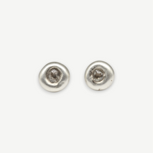 Load image into Gallery viewer, Rough diamond button stud earrings in sterling silver set with 0.80ct of natural grey rough diamonds, handcrafted in London by Tamara Gomez.